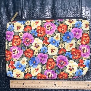 LIKE NEW Celebrity Padded Floral Pouch with Zipper approx 7” x 10”